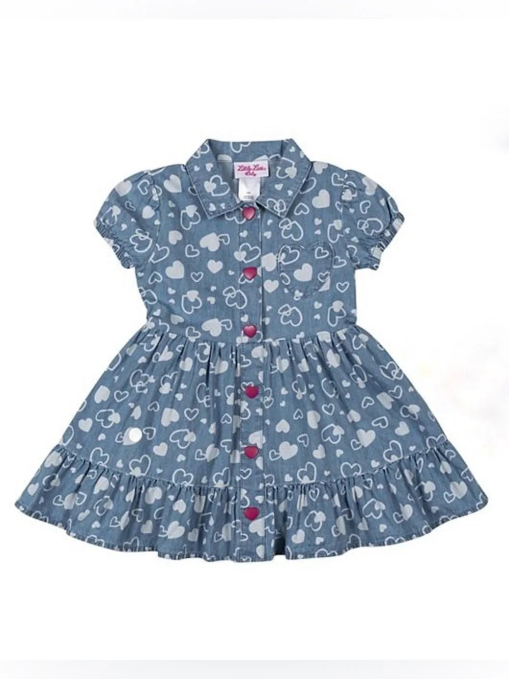 Two Like New Toddler Girls Dresses, Blue Gingham & Hearts Denim Dress, Size 3T